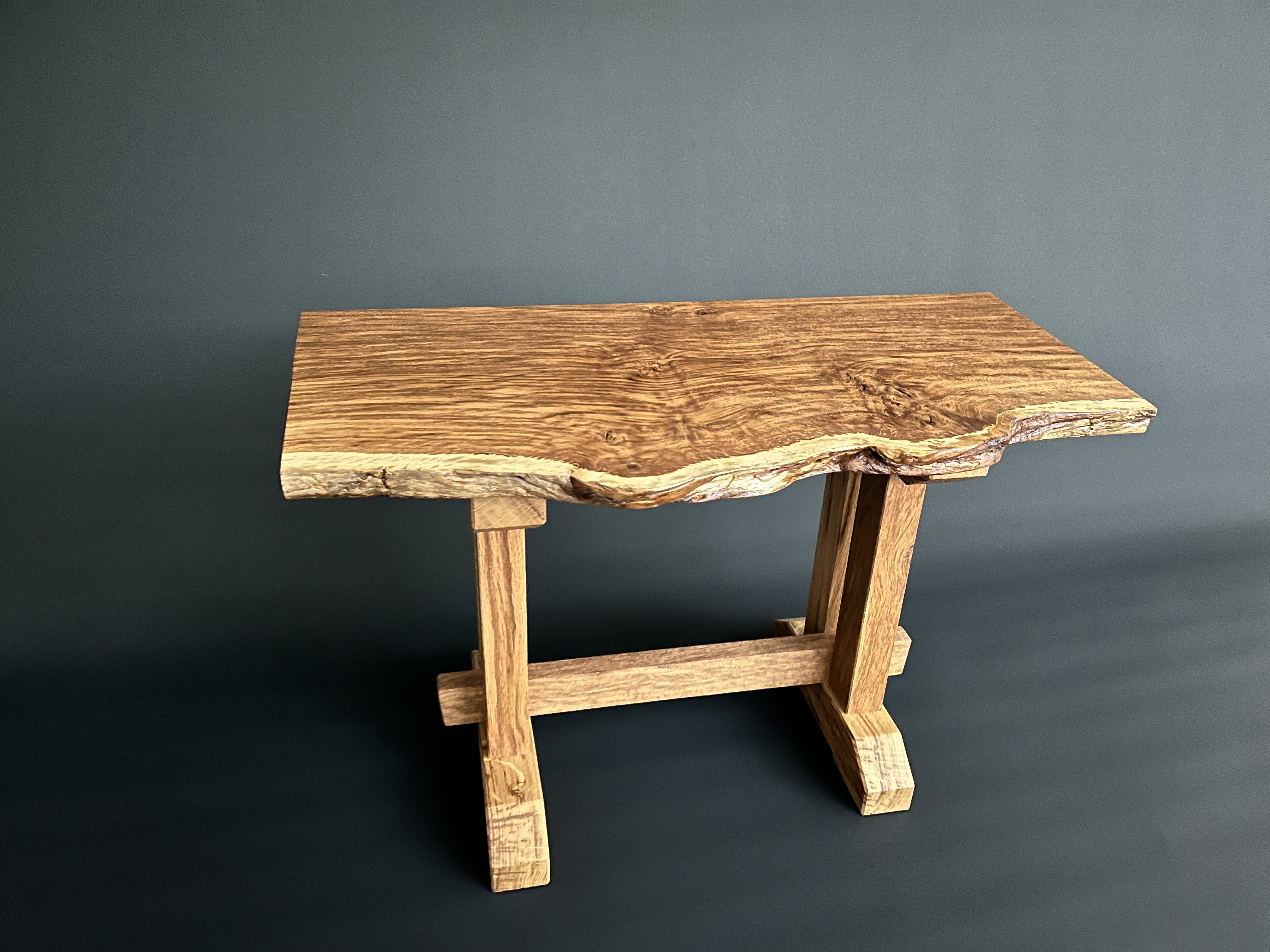 Brown Oak Live Edge Accent Table